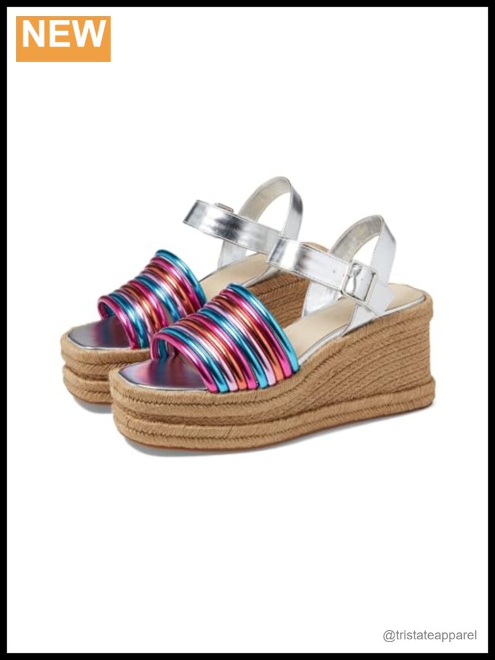 Wedge Sandal Slingback Open Toe 2 Inch Heel Manmade Rubber Grip